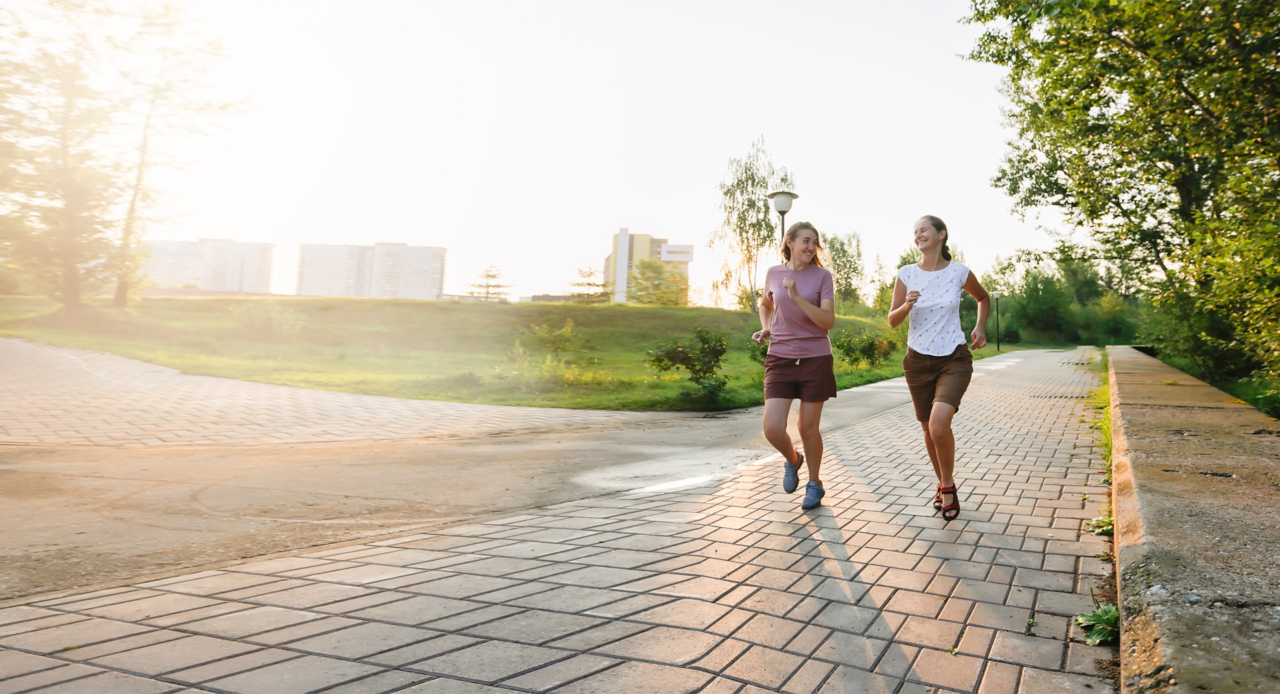 Women jogging in park