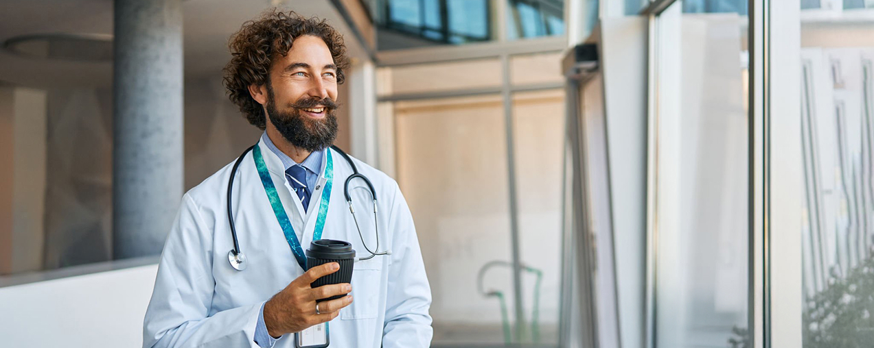 doctor with coffee